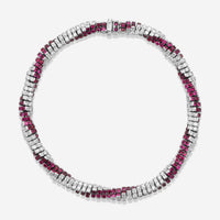 Assael 18K White Gold Diamond & Pink Sapphire Rope Bracelet B1678 - THE SOLIST