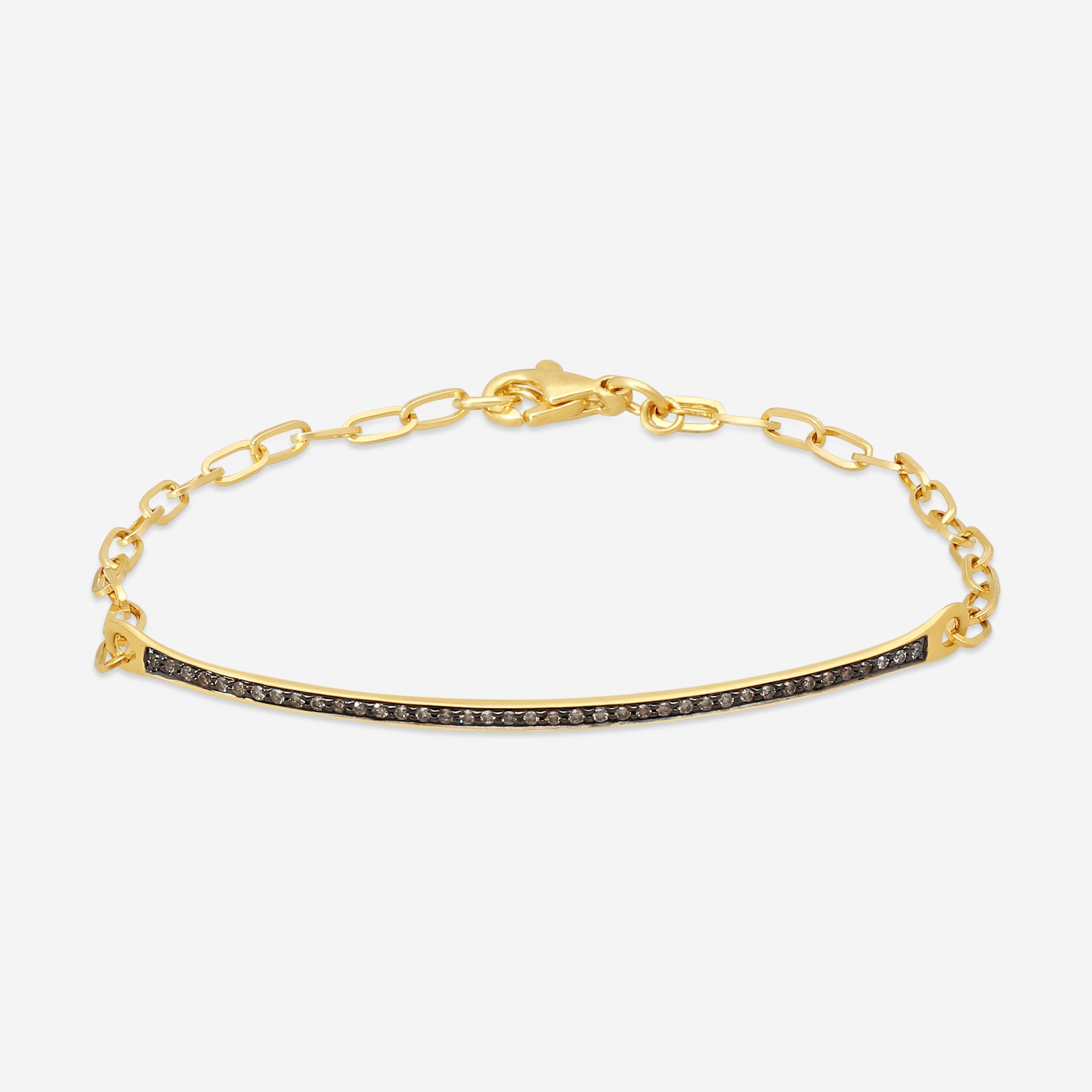Sydney Evan Thin Bar 14K Yellow Gold Diamond Link Bracelet B16814BND-YB