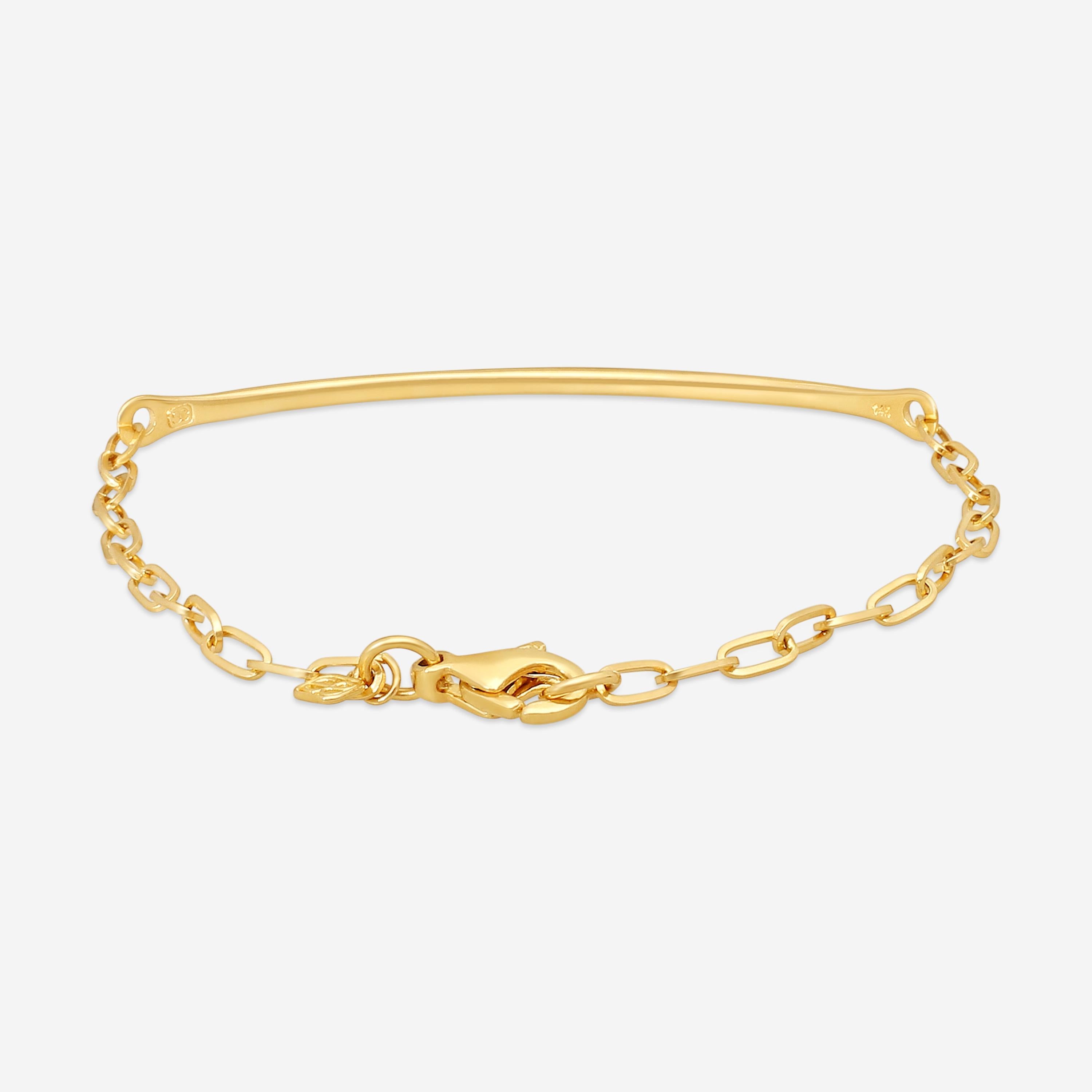 Sydney Evan Thin Bar 14K Yellow Gold Diamond Link Bracelet B16814BND-YB