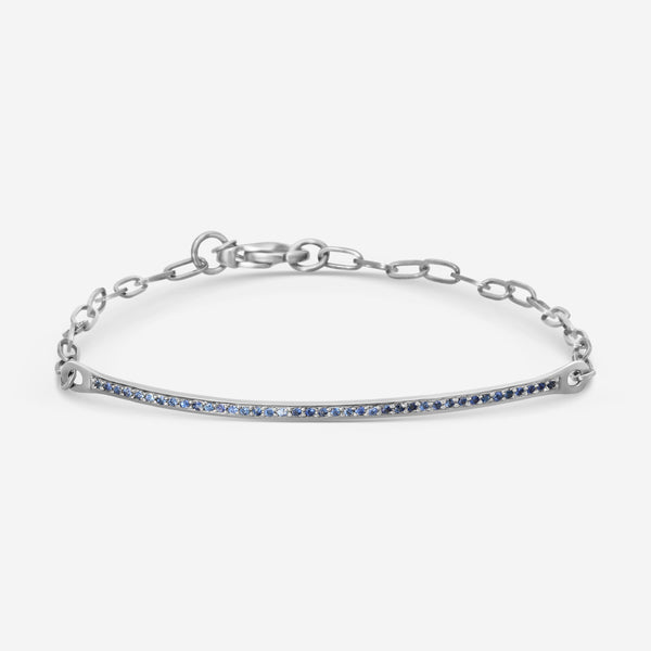 Sydney Evan 14K Blackened Gold Blue Sapphire Thin Bar Chain Bracelet B16814S-B