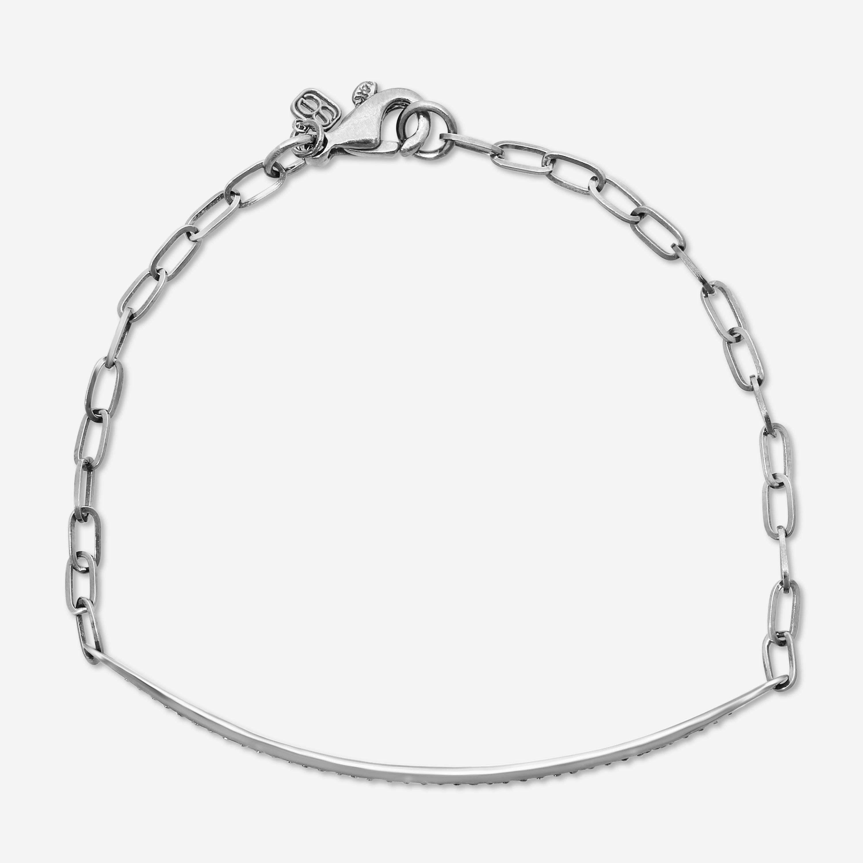 Sydney Evan 14K Blackened Gold Blue Sapphire Thin Bar Chain Bracelet B16814S-B