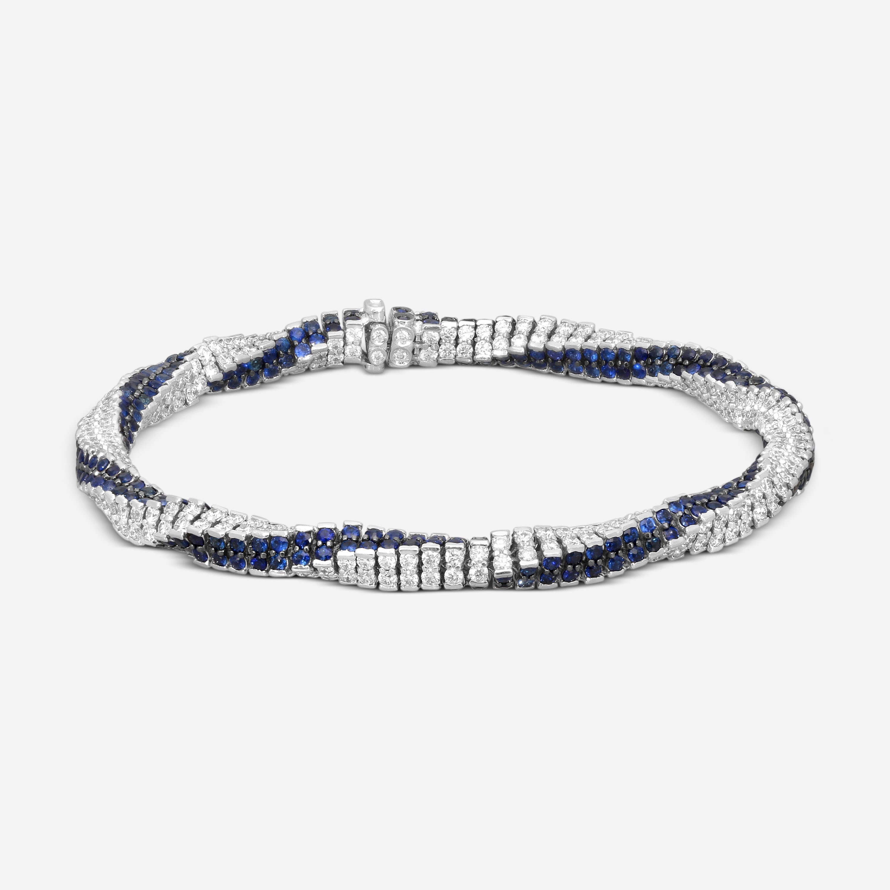 Assael 18K White Gold Diamond & Sapphire Rope Bracelet B1690 - THE SOLIST