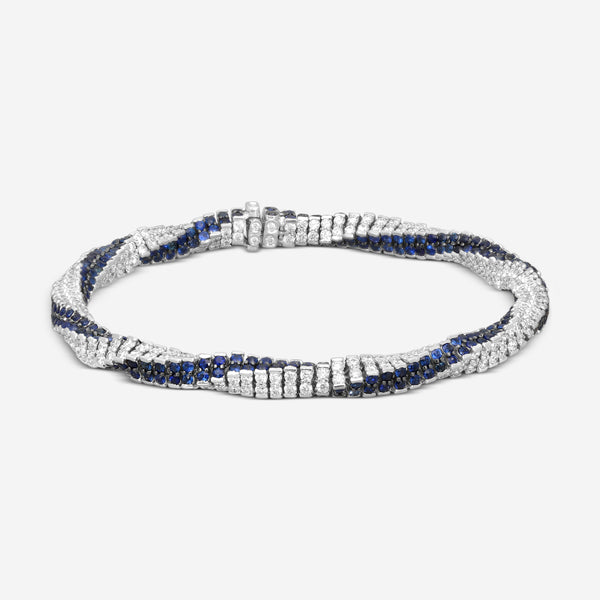 Assael 18K White Gold Diamond & Sapphire Rope Bracelet B1690 - THE SOLIST