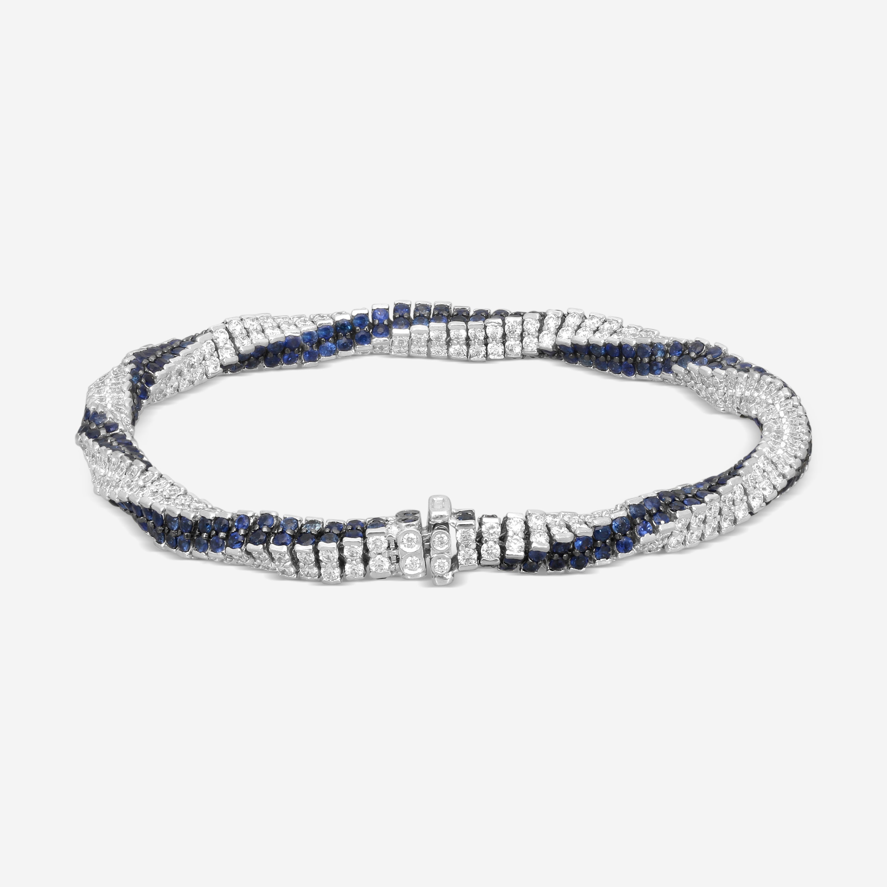 Assael 18K White Gold Diamond & Sapphire Rope Bracelet B1690 - THE SOLIST