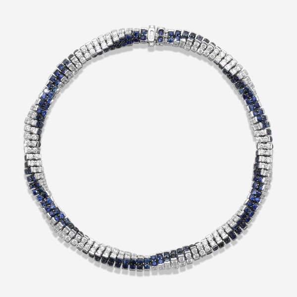 Assael 18K White Gold Diamond & Sapphire Rope Bracelet B1690 - THE SOLIST