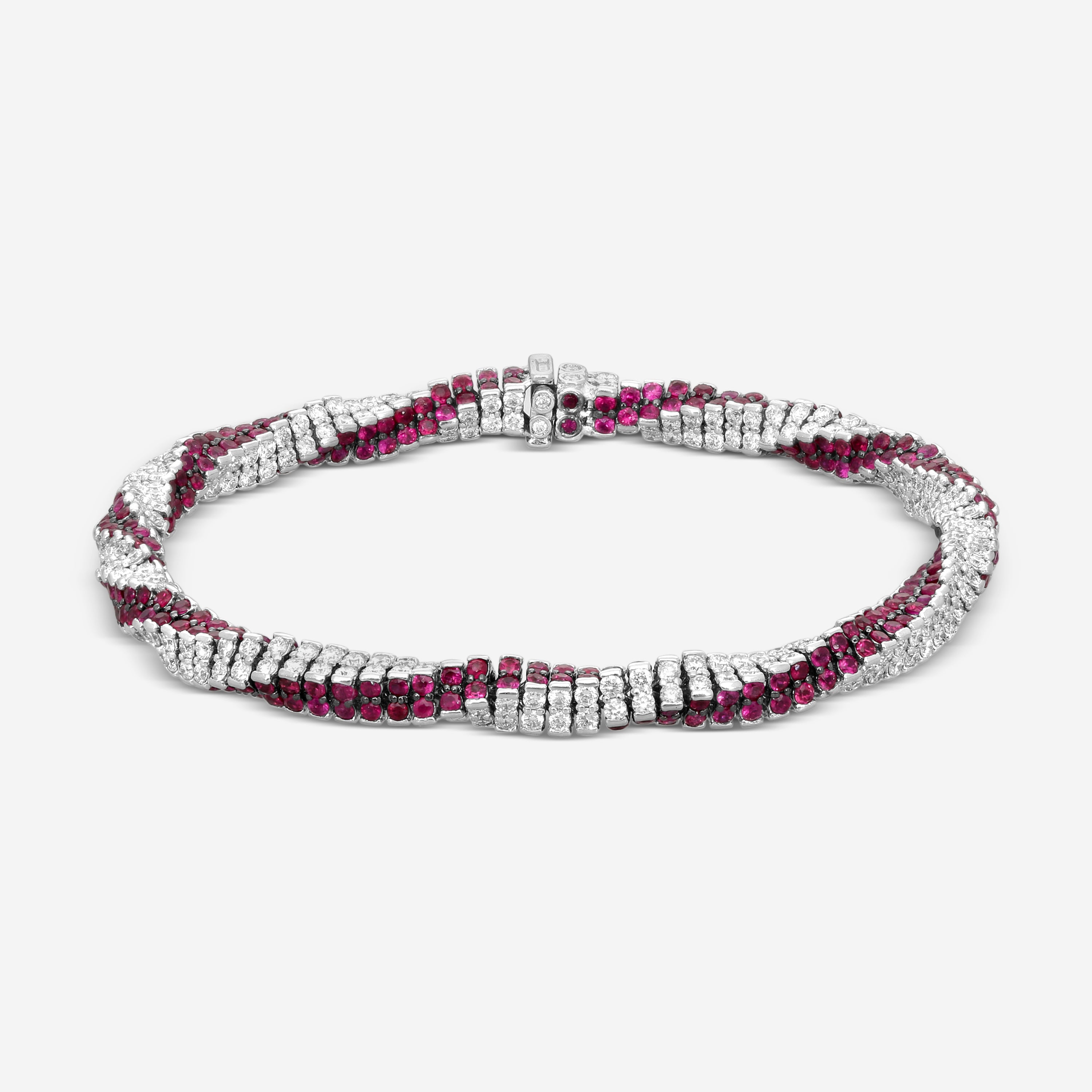 Assael 18K White Gold Diamond & Ruby Rope Bracelet B1699 - THE SOLIST