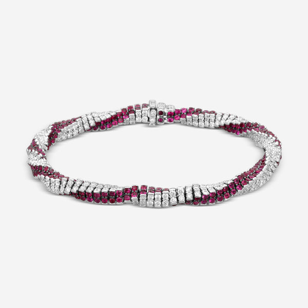 Assael 18K White Gold Diamond & Ruby Rope Bracelet B1699 - THE SOLIST