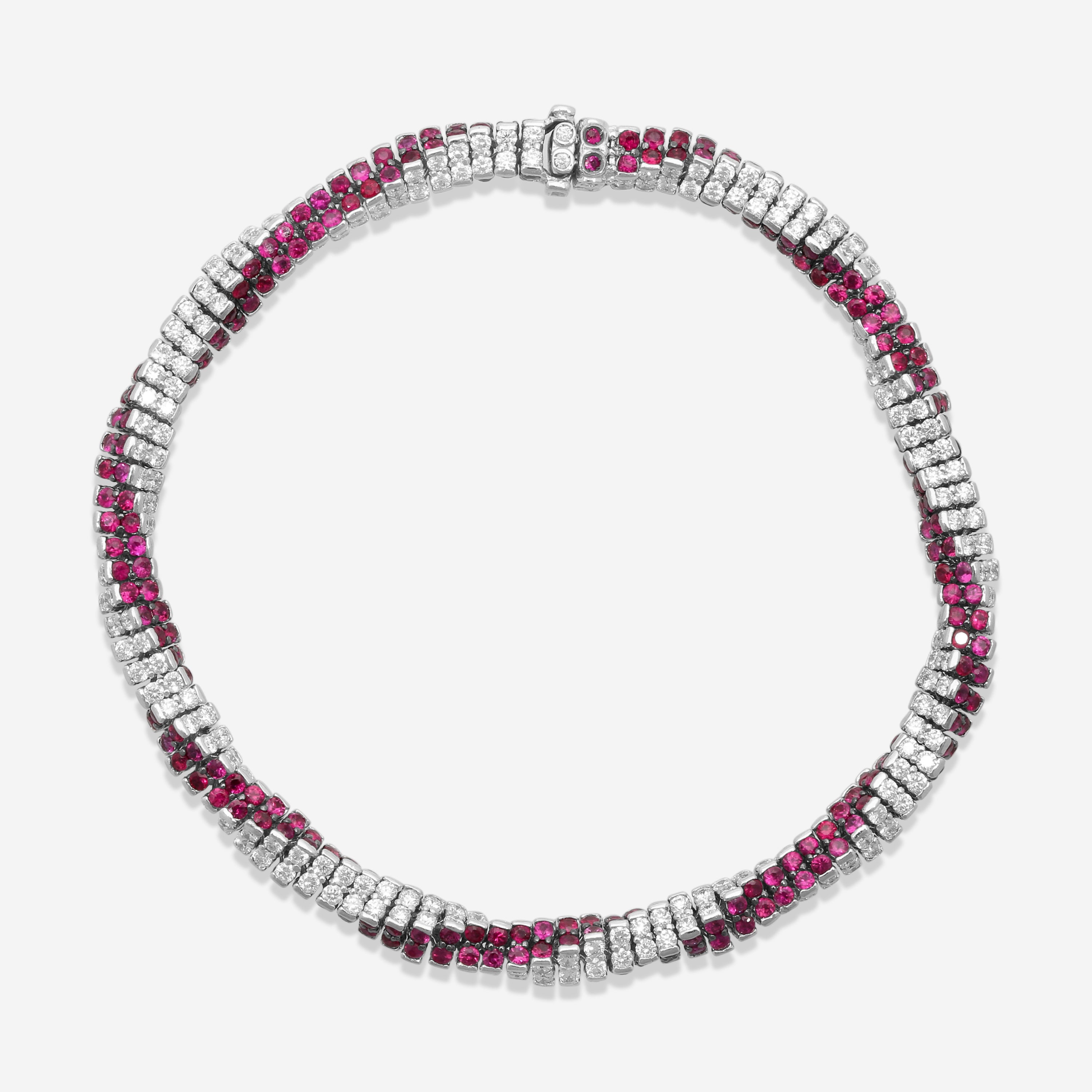 Assael 18K White Gold Diamond & Ruby Rope Bracelet B1699 - THE SOLIST