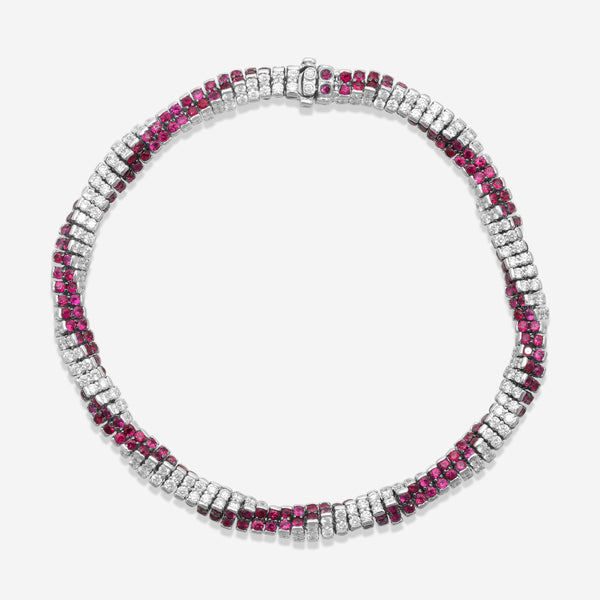 Assael 18K White Gold Diamond & Ruby Rope Bracelet B1699 - THE SOLIST