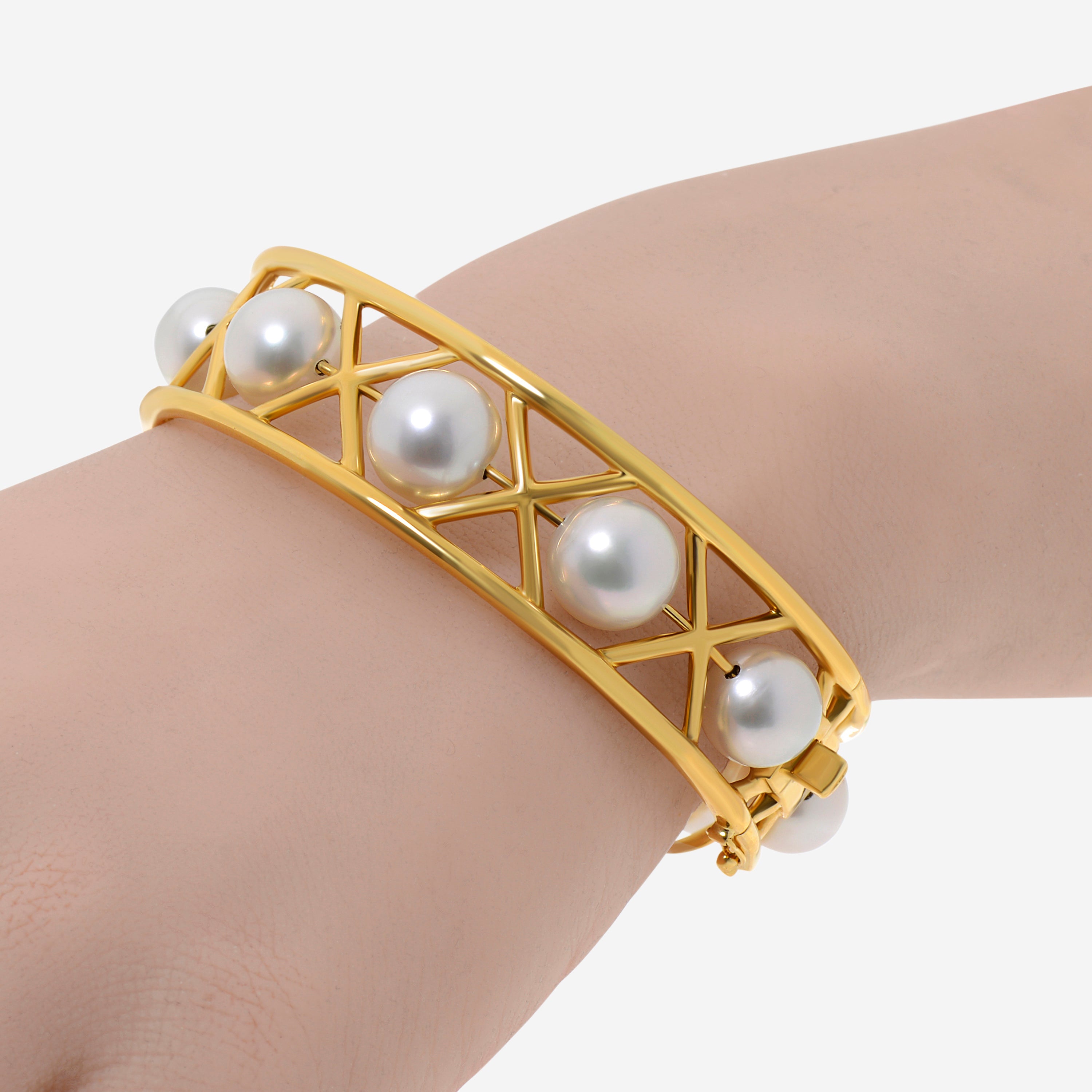 Assael 18K Yellow Gold, South Sea Cultured Pearl Bangle Bracelet B1715 - THE SOLIST