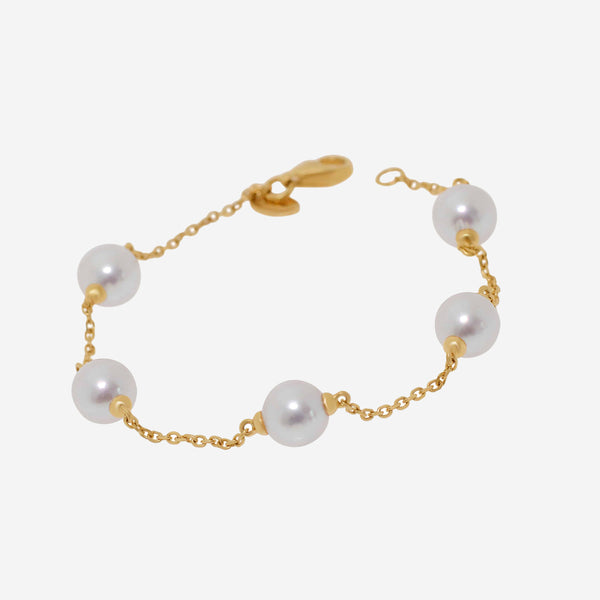 Assael 18K Yellow Gold, Japanese Akoya Cultured Pearl Chain Bracelet B1812 - THE SOLIST