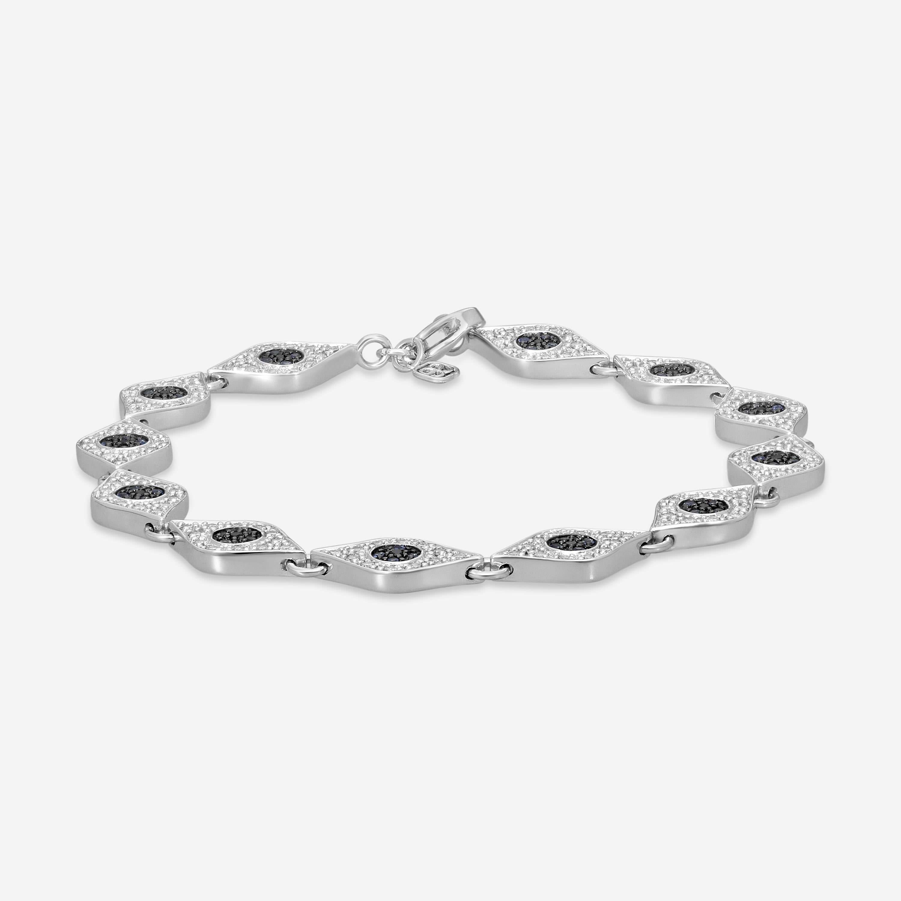Sydney Evan Multiple Protective Eye 14K White Gold Diamond and Sapphire Link Bracelet B9128S-WB