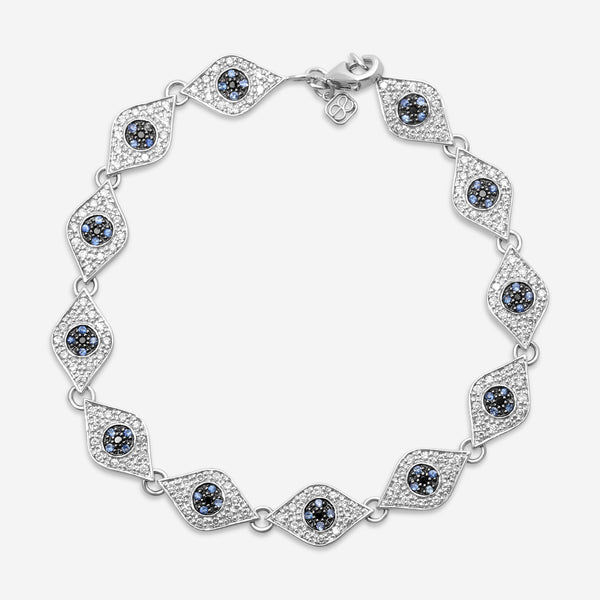 Sydney Evan Multiple Protective Eye 14K White Gold Diamond and Sapphire Link Bracelet B9128S-WB