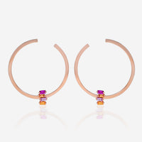 Suzanne Kalan 18K Rose Gold, Sapphire and Diamond Hoop Earrings - THE SOLIST