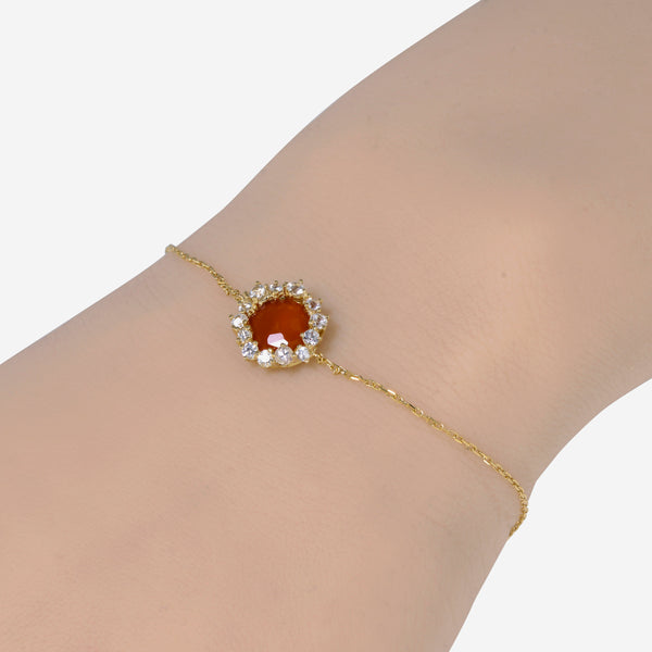 Suzanne Kalan 18K Yellow Gold, Orange Chalcedony and Diamond 0.65ct. tw. Chain Bracelet - THE SOLIST