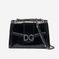 Dolce & Gabbana Logo Black Cross Body Patent Leather Handbag 108597