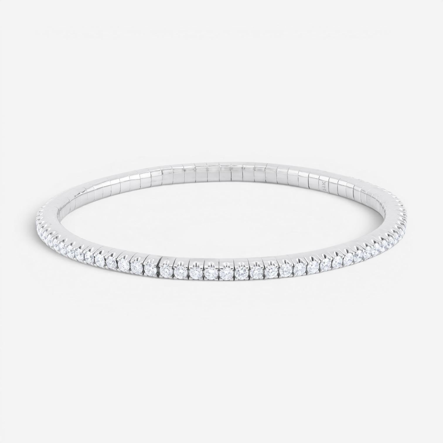 Diana M. Jewels 14K White Gold Diamond Flexible Bangle Bracelet BDB277