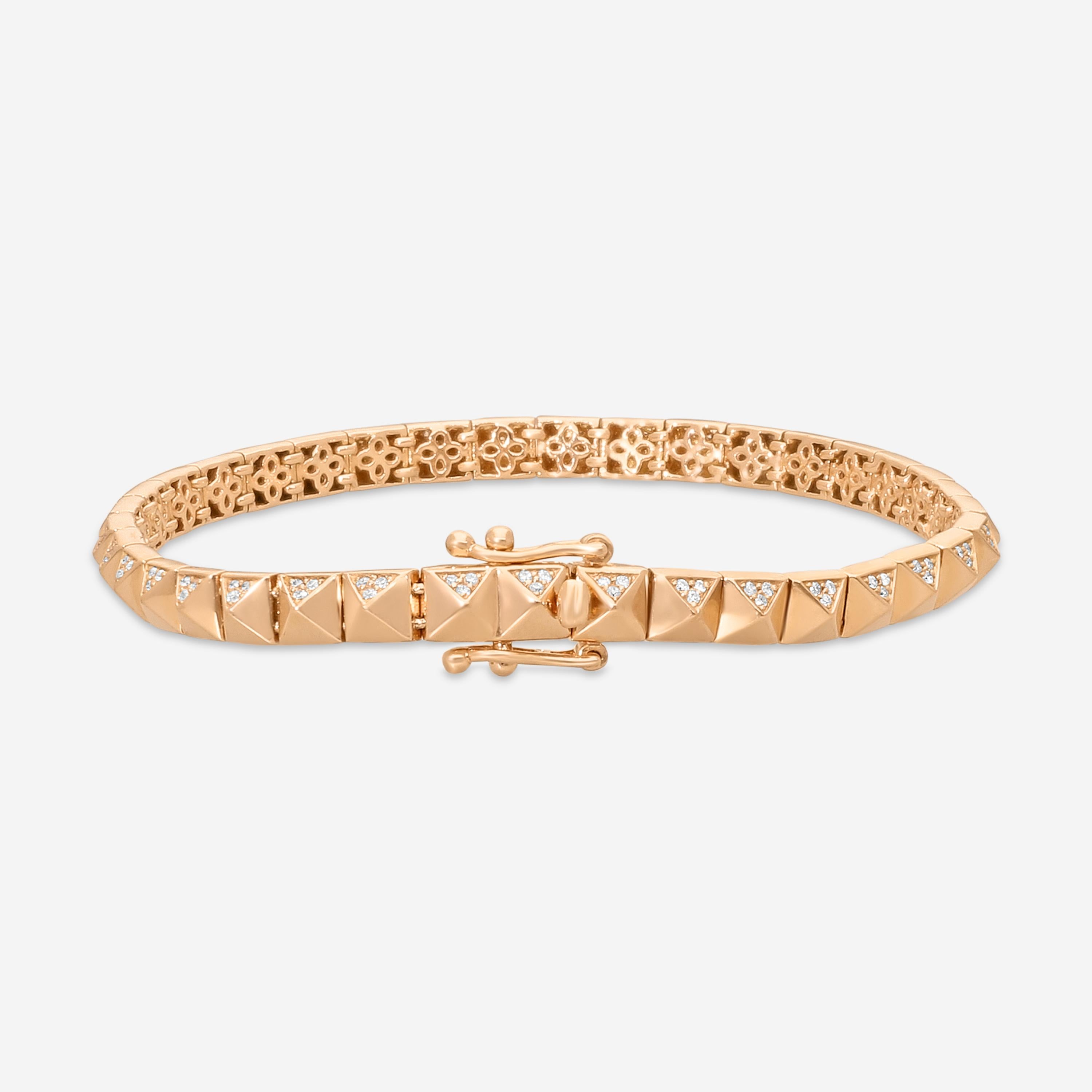 Sydney Evan Small Pyramid 14K Rose Gold Diamond Link Bracelet BJP1052-R