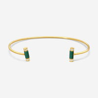Sydney Evan Double Stone Roll 14K Yellow Gold Diamond and Malachite Bangle Bracelet BJP1119MA-Y