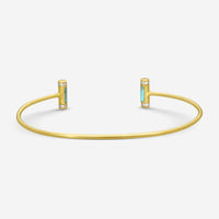 Sydney Evan Double Stone Roll 14K Yellow Gold Turquoise and Diamond Cuff Bracelet BJP1119TQ-Y