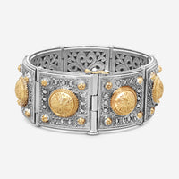 Konstantino SG Classic Sterling Silver & 18K Yellow Gold Onyx Bracelet BKJ38-130-7U