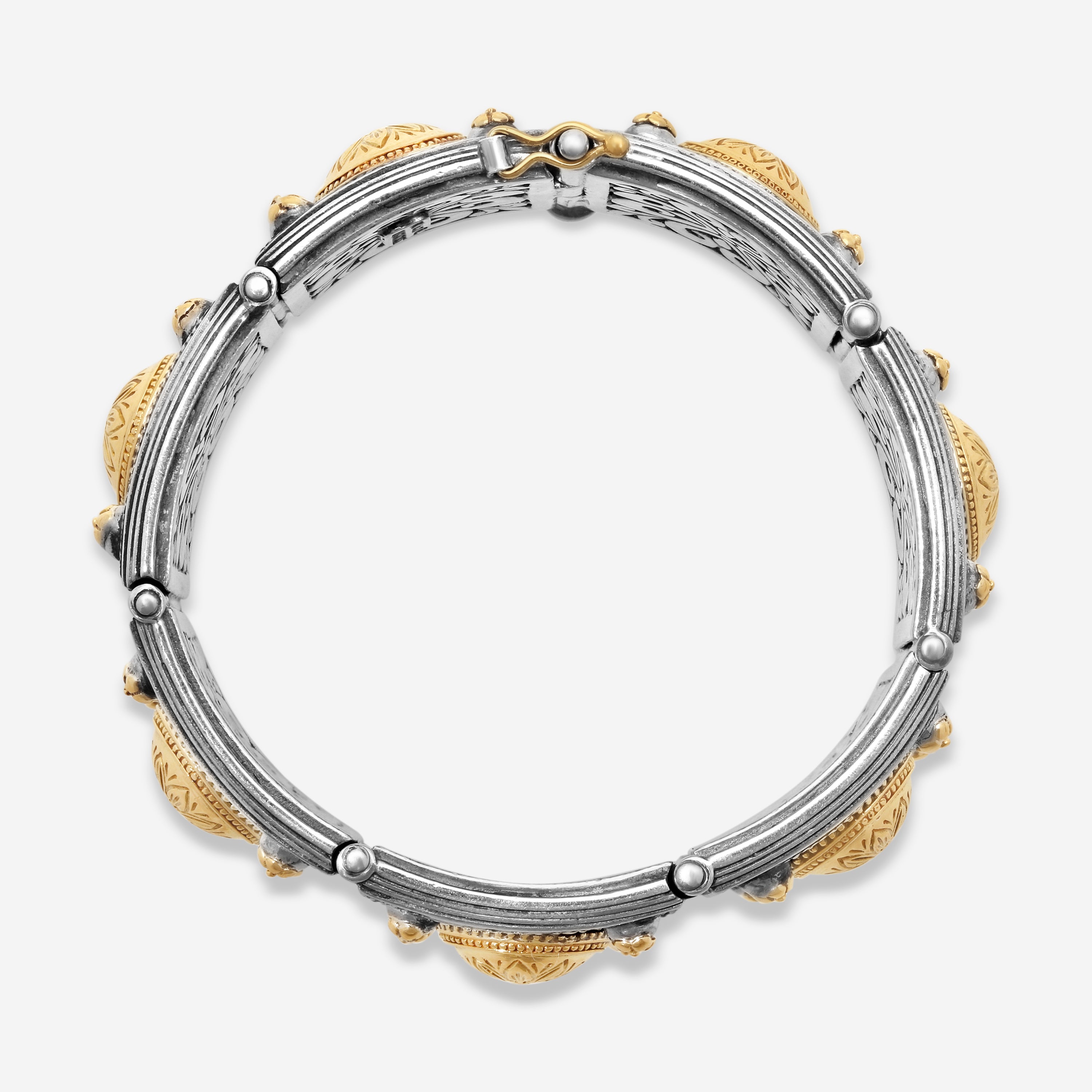 Konstantino SG Classic Sterling Silver & 18K Yellow Gold Onyx Bracelet BKJ38-130-7U