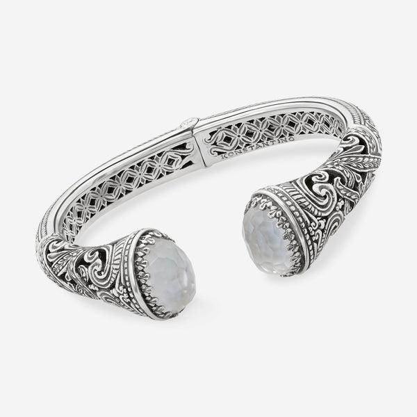 Konstantino Sterling Silver, Mother Of Pearl and Rock Crystal Doublet Cuff Bracelet BKJ451-313 - THE SOLIST