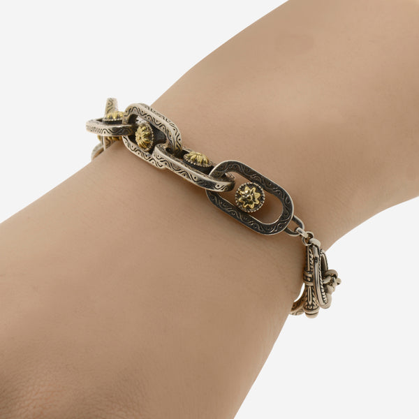 Konstantino Hebe Sterling Silver and 18K Yellow Gold Link Bracelet BKJ535-130 - THE SOLIST