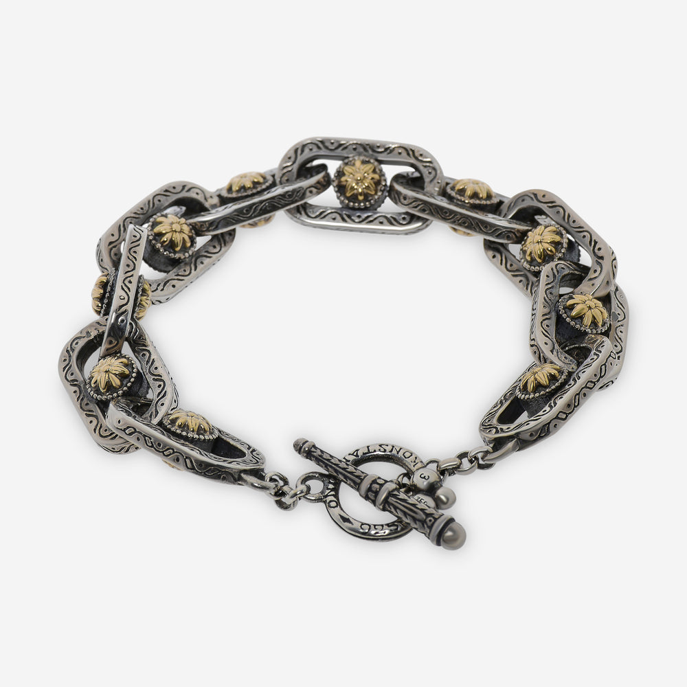 Konstantino Hebe Sterling Silver and 18K Yellow Gold Link Bracelet ...