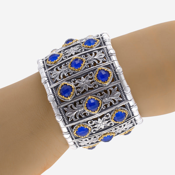 Konstantino Sterling Silver and 18K Yellow Gold and Lapis Doublet Bracelet BKJ554-130-381 - THE SOLIST