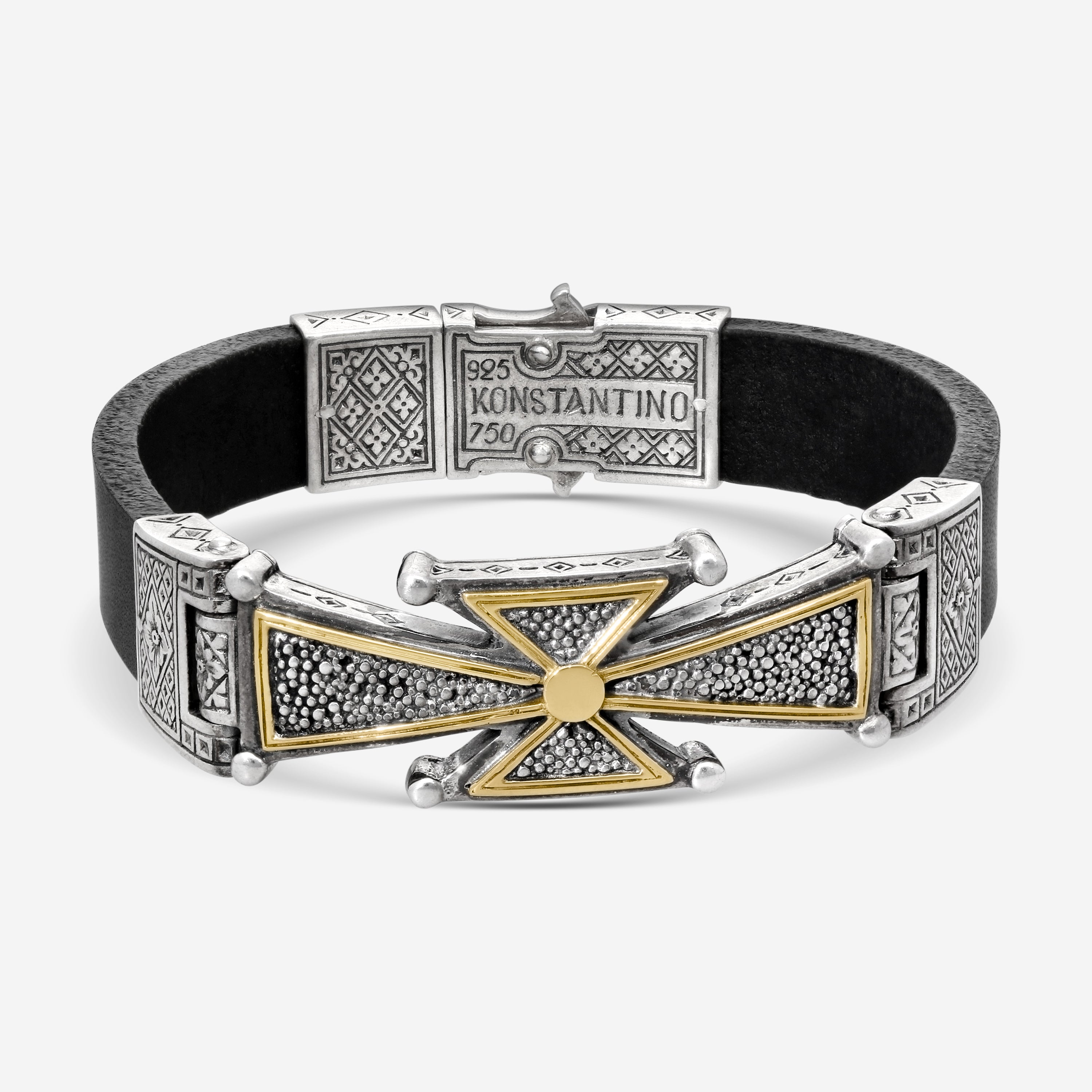 Konstantino Stavros Silver & Leather Bracelet BKJ608-130