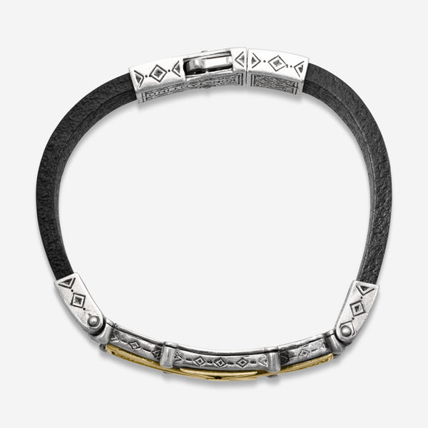 Konstantino Stavros Silver & Leather Bracelet BKJ608-130