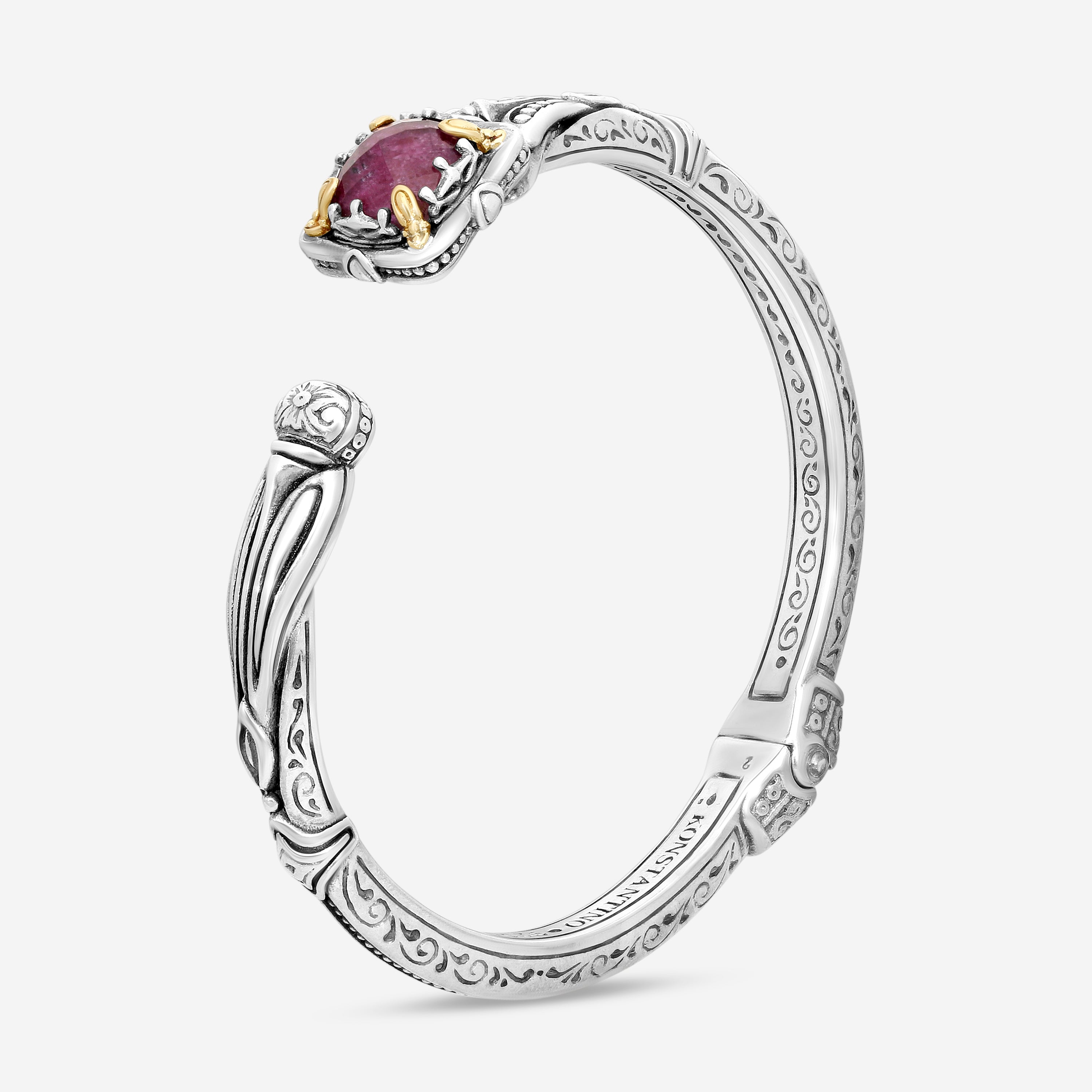 Konstantino Gen K Sterling Silver & 18K Yellow Gold Ruby Bangle Bracelet BKJ682- - THE SOLIST