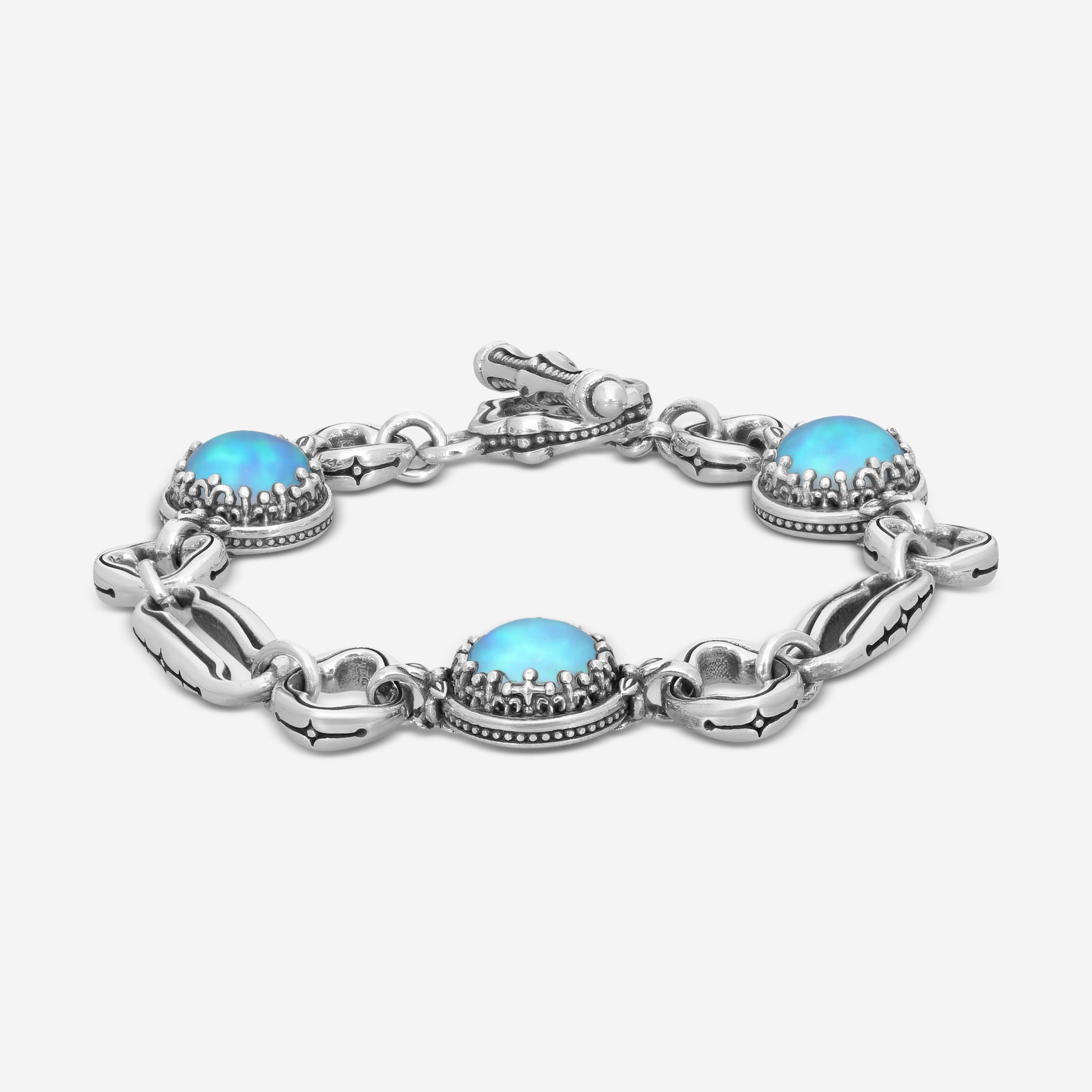 Konstantino Ultra Sterling Silver Blue Opal Doublet Link Bracelet BKJ693-611 - THE SOLIST
