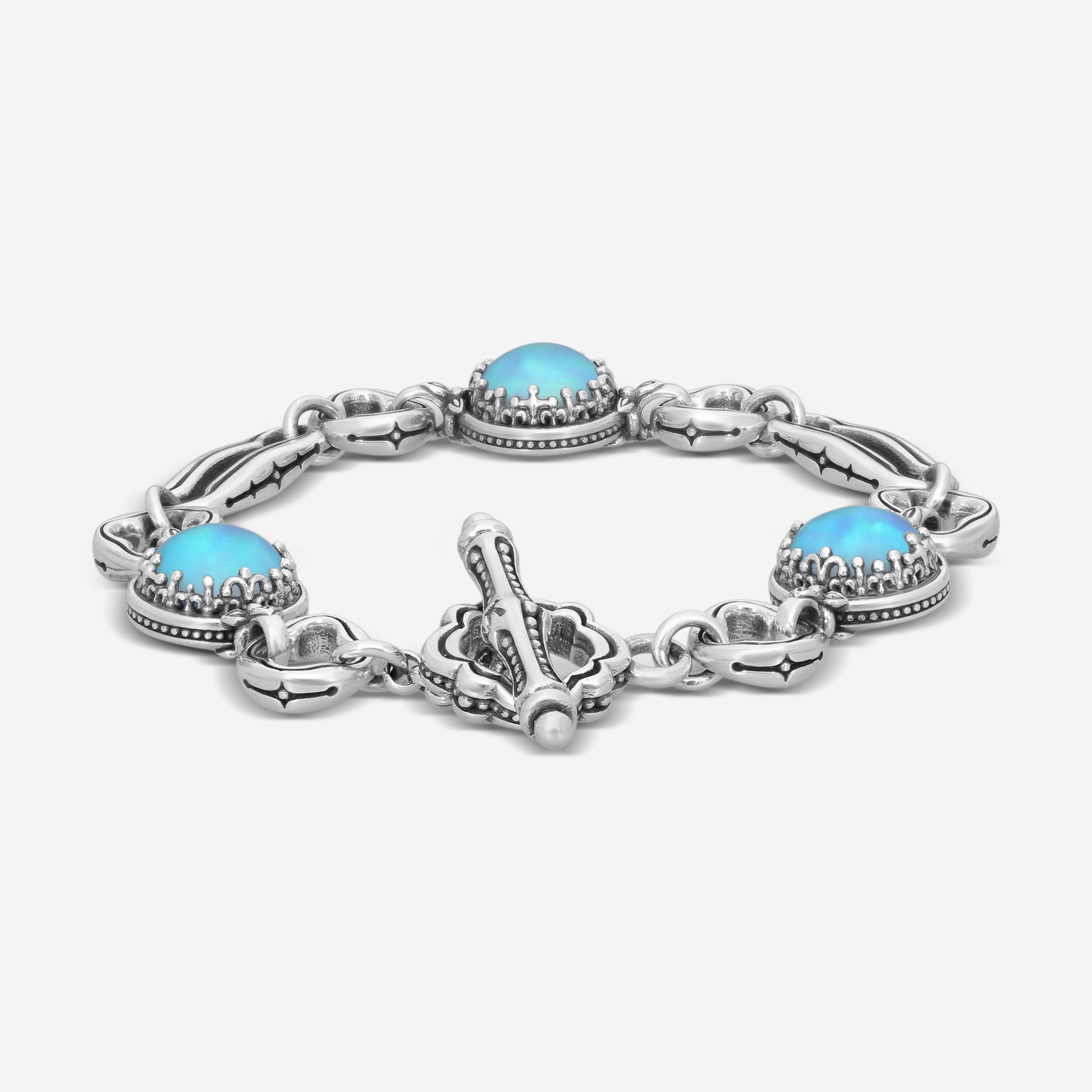 Konstantino Ultra Sterling Silver Blue Opal Doublet Link Bracelet BKJ693-611 - THE SOLIST