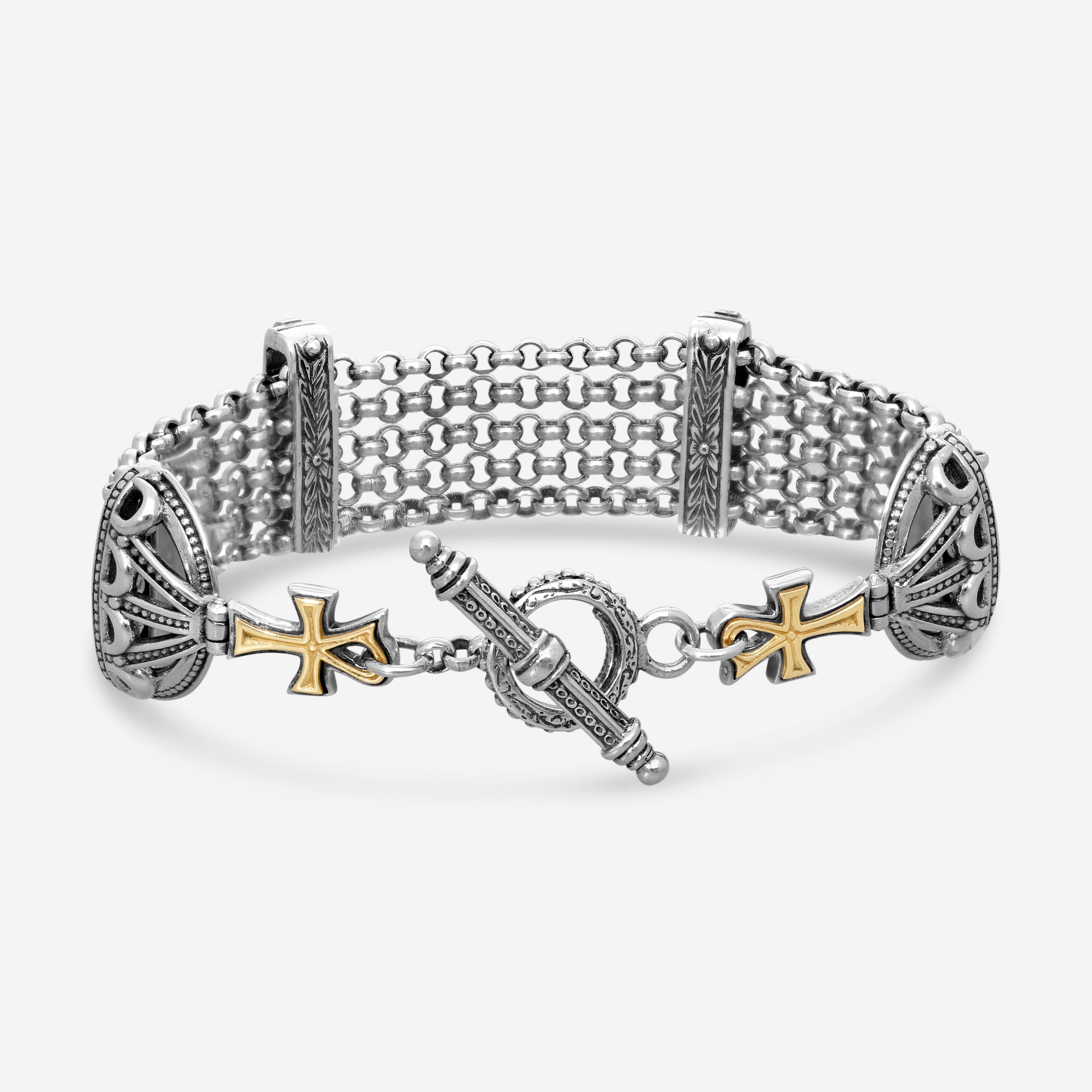 Konstantino Dome Sterling Silver & 18K Yellow Gold 5-Chain Bracelet BKJ703-130