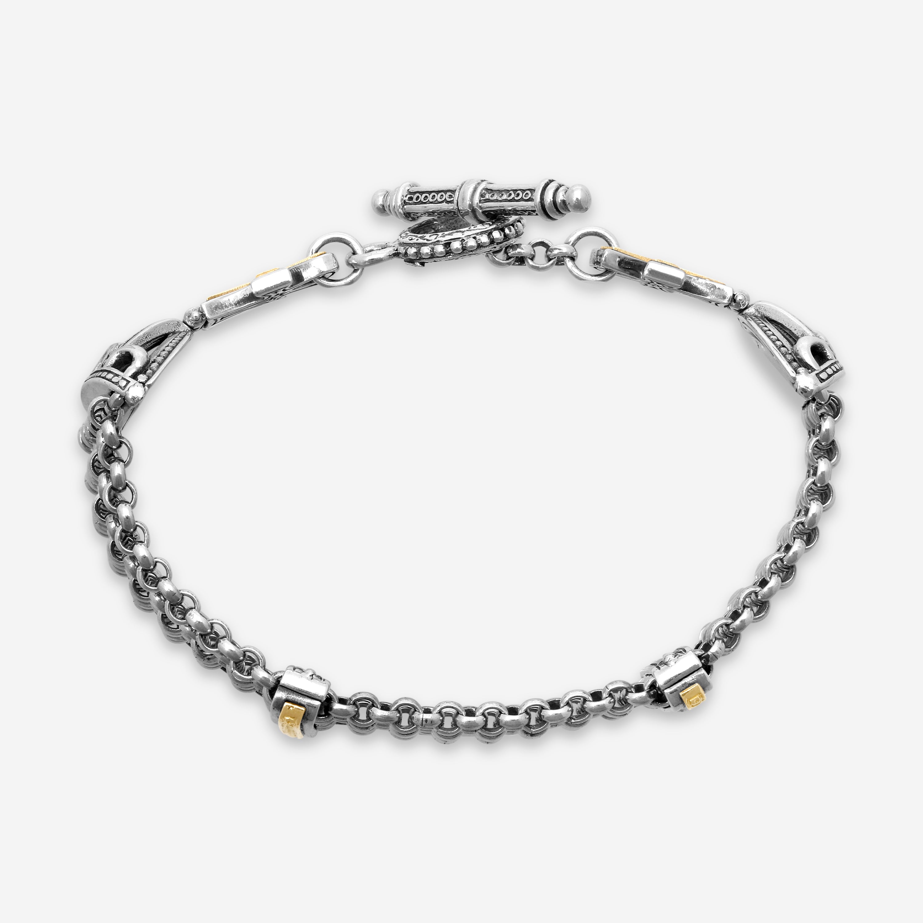 Konstantino Dome Sterling Silver & 18K Yellow Gold 5-Chain Bracelet BKJ703-130