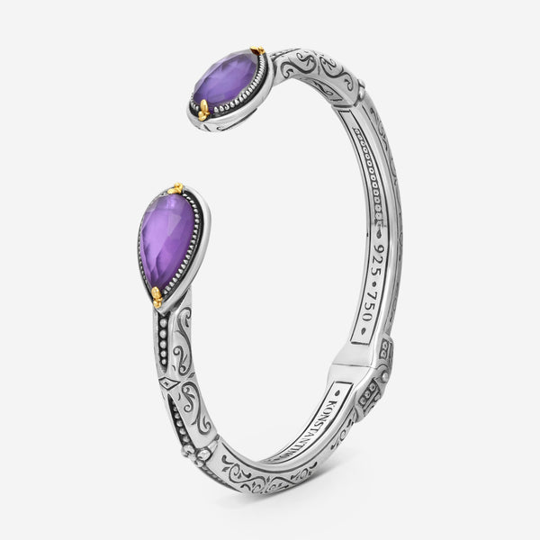 Konstantino Gen K 2 Sterling Silver & 18K Yellow Gold Amethyst Bracelet BKJ735-6 - THE SOLIST
