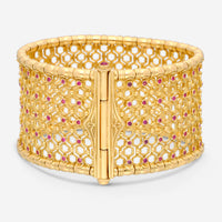 Konstantino Melissa 18K Yellow Gold and Pink Sapphire Wide Bracelet BKJ531-130
