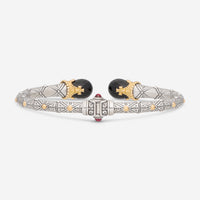 Konstantino Calypso Sterling Silver and 18K Yellow Gold, Crystal and Garnet Open Cuff BMK4408-485
