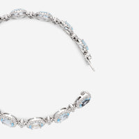 Ina Mar 18K White Gold Oval Aquamarine and Diamond Cluster Tennis Bracelet BR-075318-Aqua