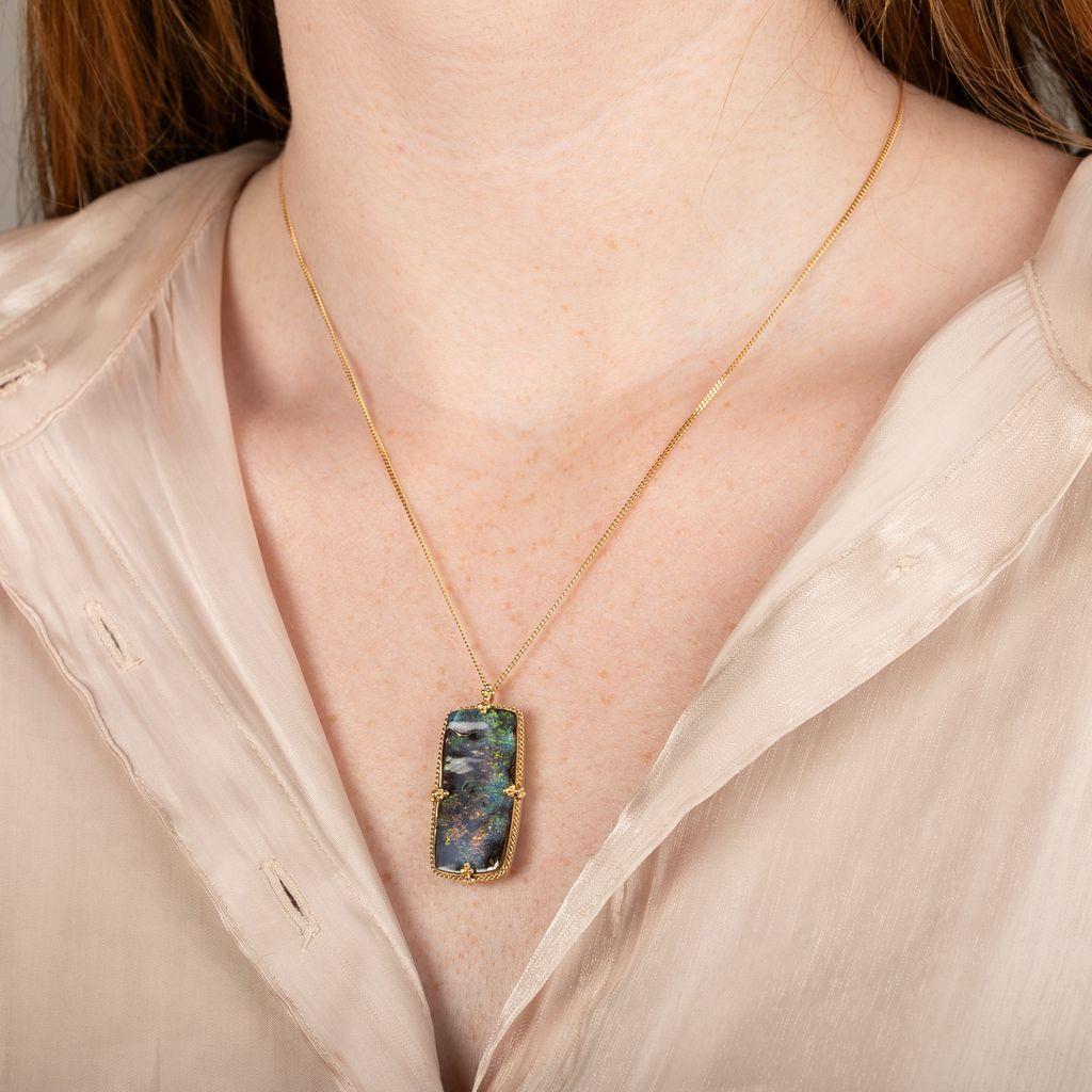 Amáli One of a Kind 18K Yellow Gold Boulder Opal Pendant Necklace N-3142-BOP