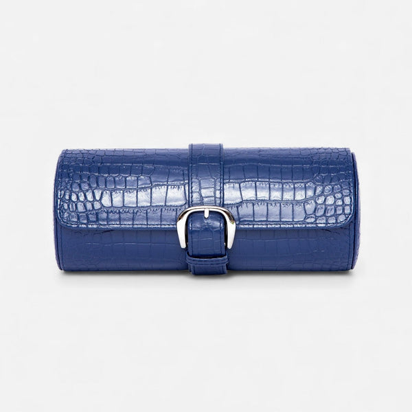 Rapport London Brompton Blue Leather Three Watch Roll D166