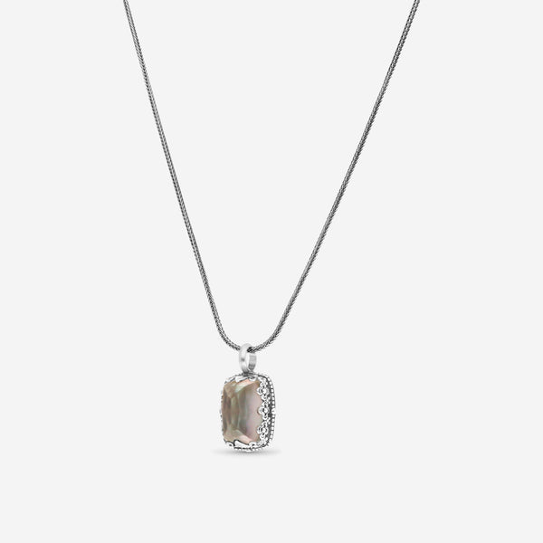 Konstantino Sterling Silver, Mother Of Pearl and Rock Crystal Doublet Pendant Necklace C-MEKJ528-313 - THE SOLIST