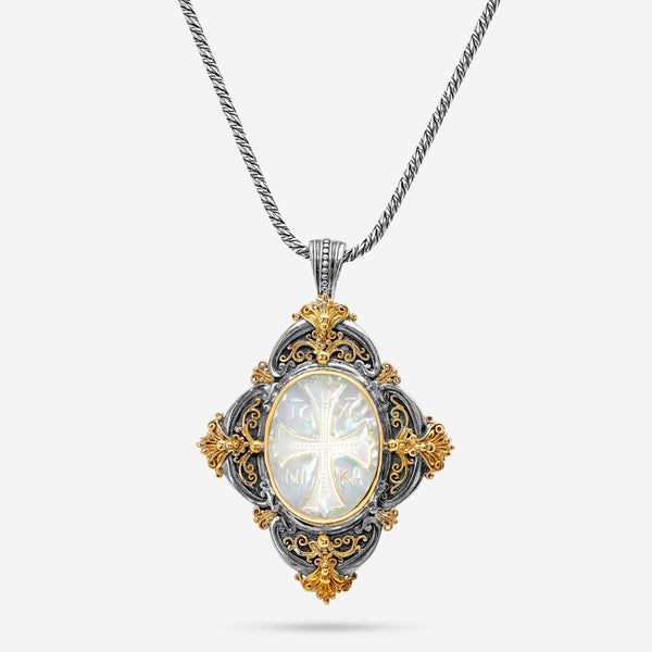 Konstantino 18K Yellow Gold, Mother Of Pearl Cross Pendant Cross Necklace C-MEKJ58-119-CUT - THE SOLIST