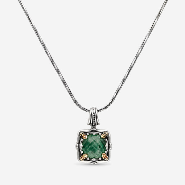 Konstantino Sterling Silver and 18K Yellow Gold, Green Aventurine Doublet Nightfall Pendant Necklace C-MEKJ709-549 - THE SOLIST
