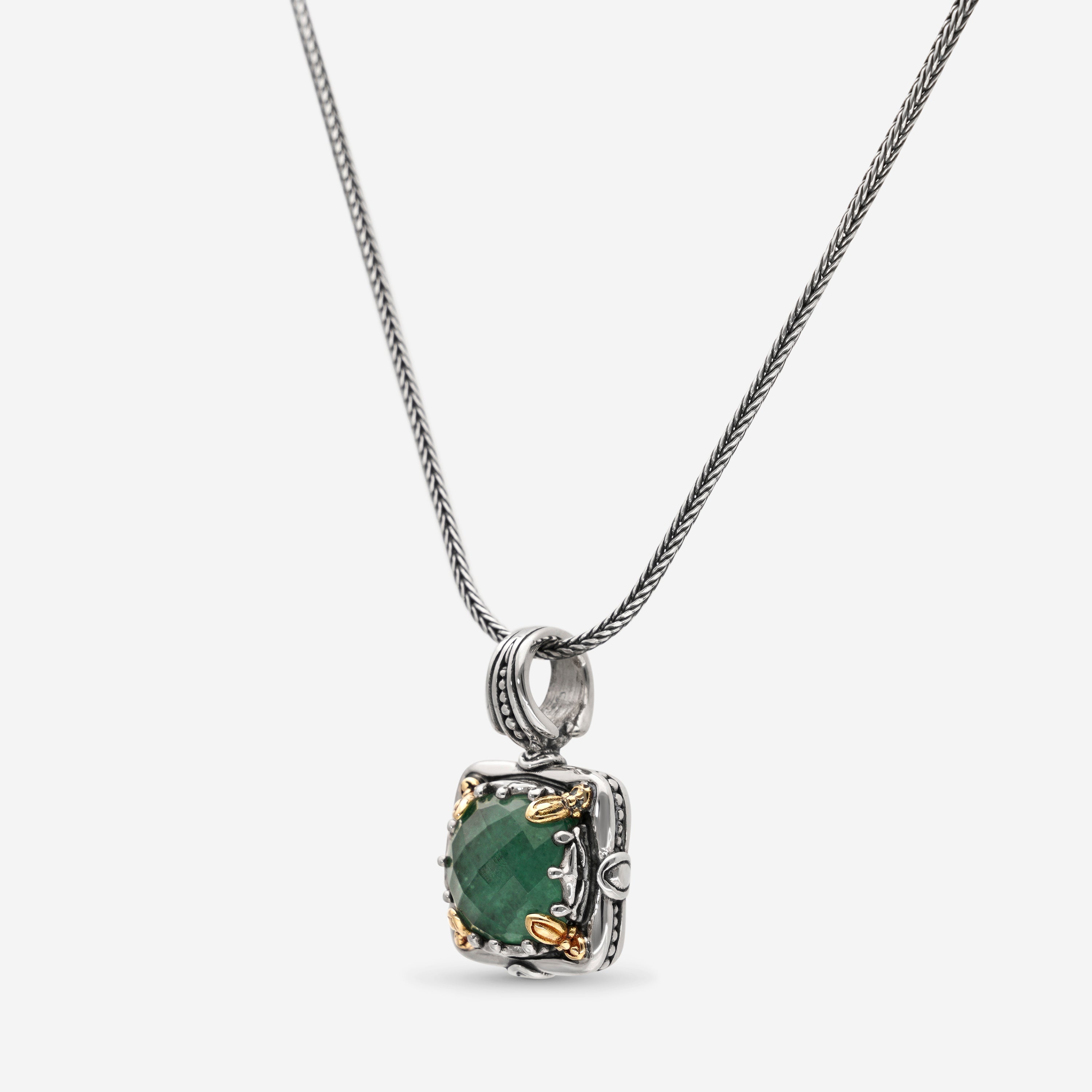 Konstantino Sterling Silver and 18K Yellow Gold, Green Aventurine Doublet Nightfall Pendant Necklace C-MEKJ709-549 - THE SOLIST