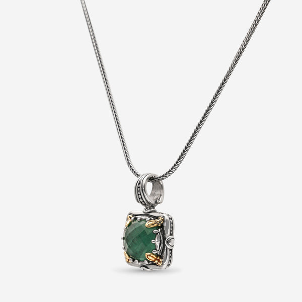 Konstantino Sterling Silver and 18K Yellow Gold, Green Aventurine Doublet Nightfall Pendant Necklace C-MEKJ709-549 - THE SOLIST