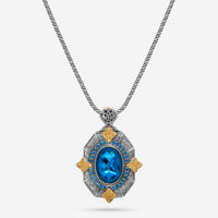 Konstantino Sterling Silver and 18K Yellow Gold, Blue Topaz Statement Pendant Necklace C-MEMK5125-298-CUT - THE SOLIST