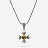 Konstantino 18K Yellow Gold, Pearl Cross Pendant Necklace C-STKJ76-122 - THE SOLIST